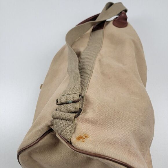 Vintage 90s Ralph Lauren Canvas Drawstring Bucket Bag Backpack Khaki Distressed - Picture 9 of 15